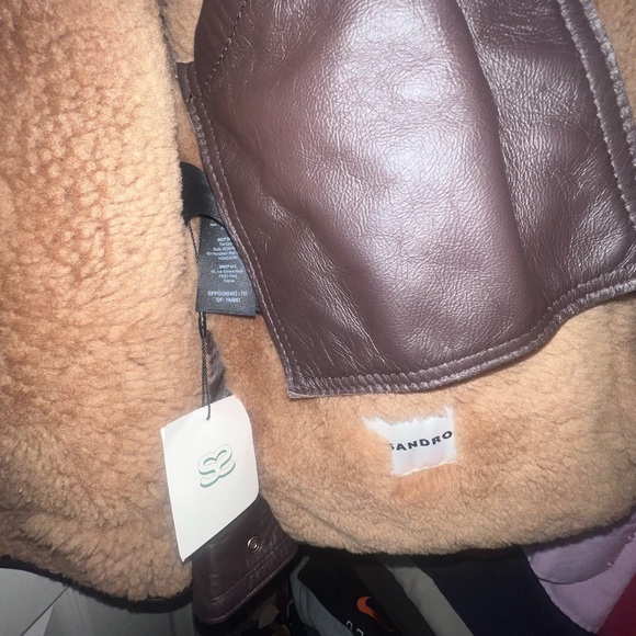 SANDRO Brown Shearling Jacket - Picture 3 of 6